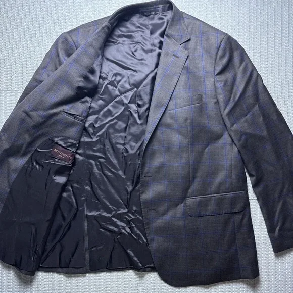 Movimento x Loro Piana Men 48R Sport Coat Blazer Brown Plaid Wool 2-Button Italy